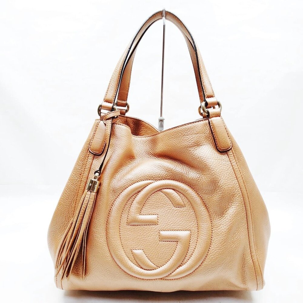 Authentic Gucci Hand Bag Brown Leather mn784-021426